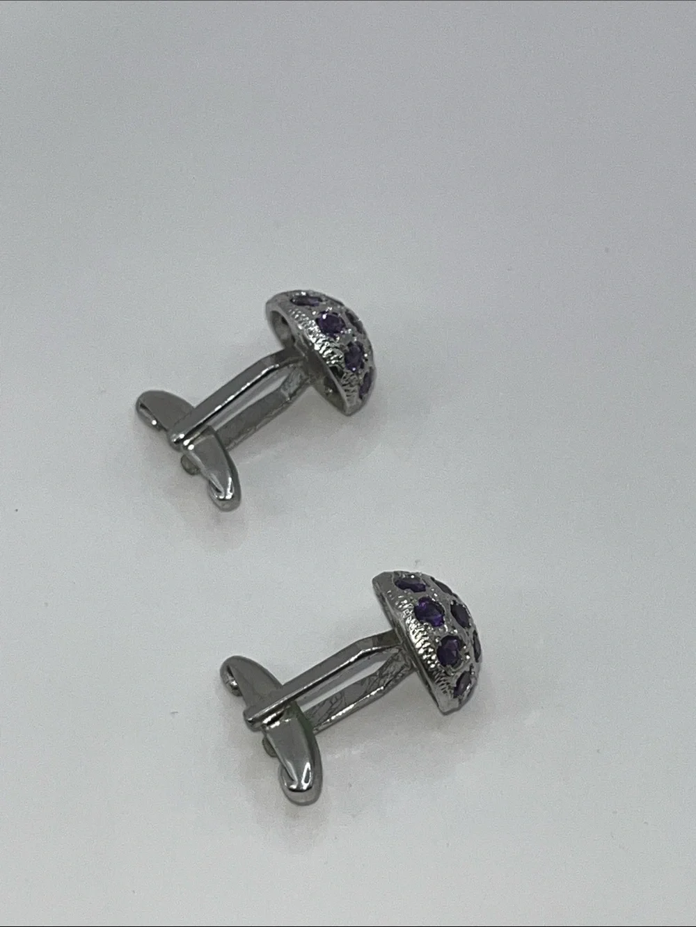 925 silver & amethyst dome cufflinks Handmade- One of a Kind Pre Owned